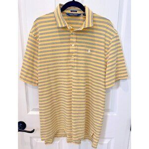 Polo Golf Ralph Lauren Shirt Yellow Striped Stretch Lisle Short Sleeve Men’s L